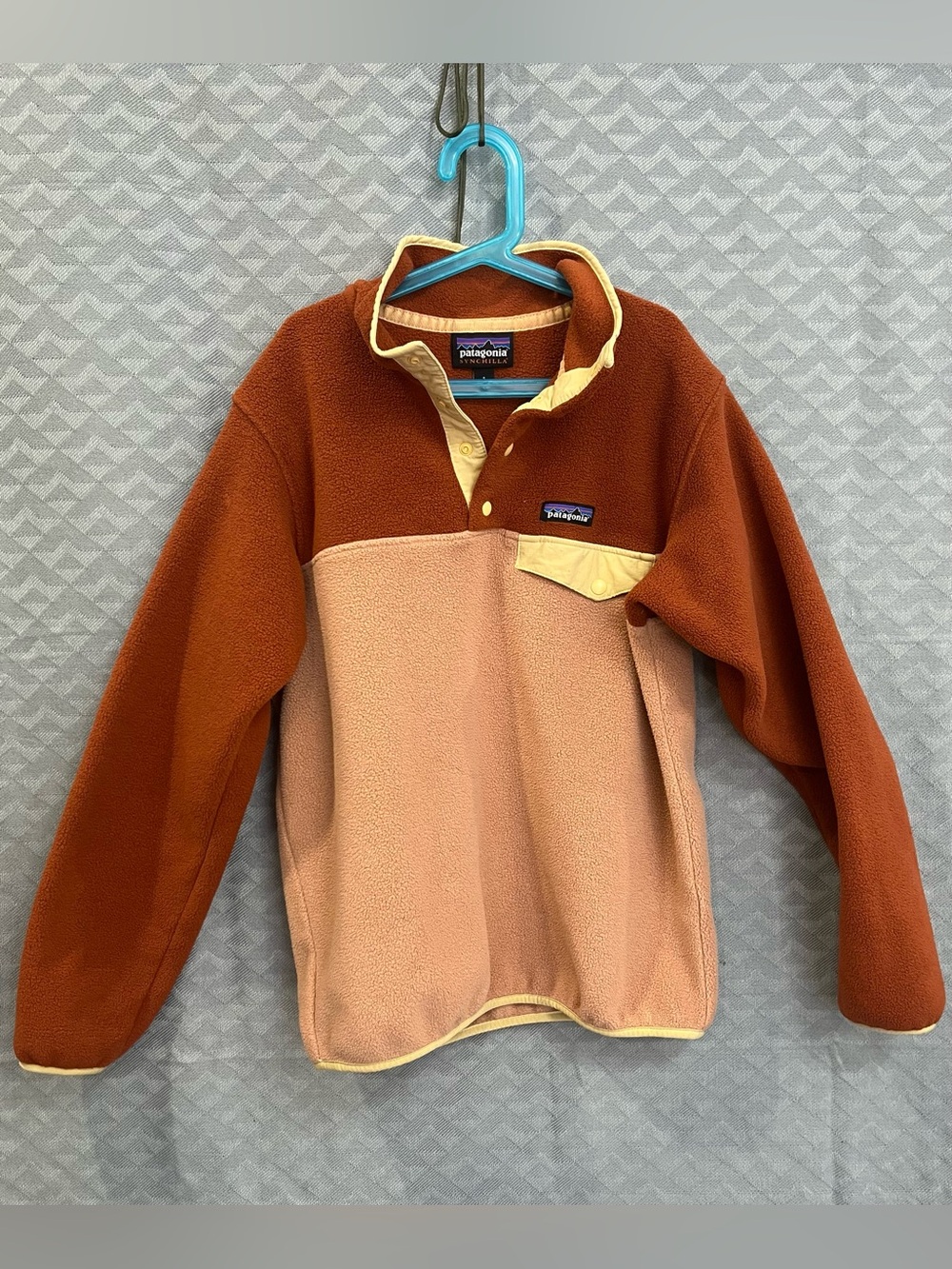 Patagonia Synchilla Snap-T Fleece Pullover Rust Two-Tone Brown Peach Size S